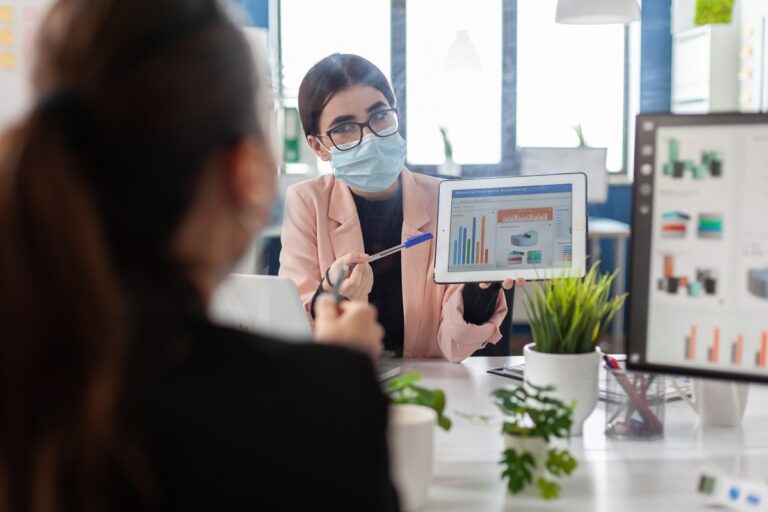 woman discussing medical marketing