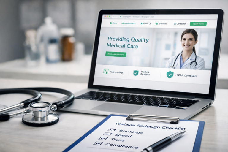 Medical Website Redesign The 2026 Checklist (Bookings, Speed, Trust, Compliance)