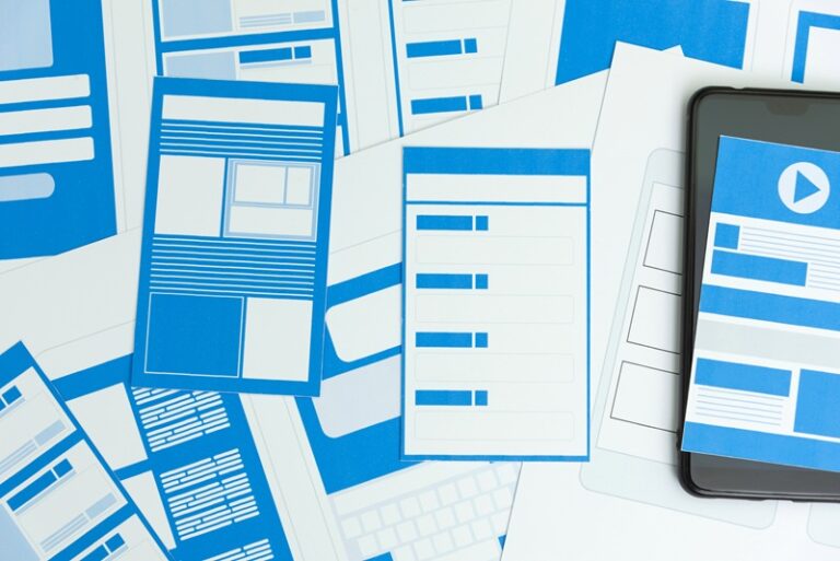 Developing wireframe UX/UI mobile application design for mobile user experience.